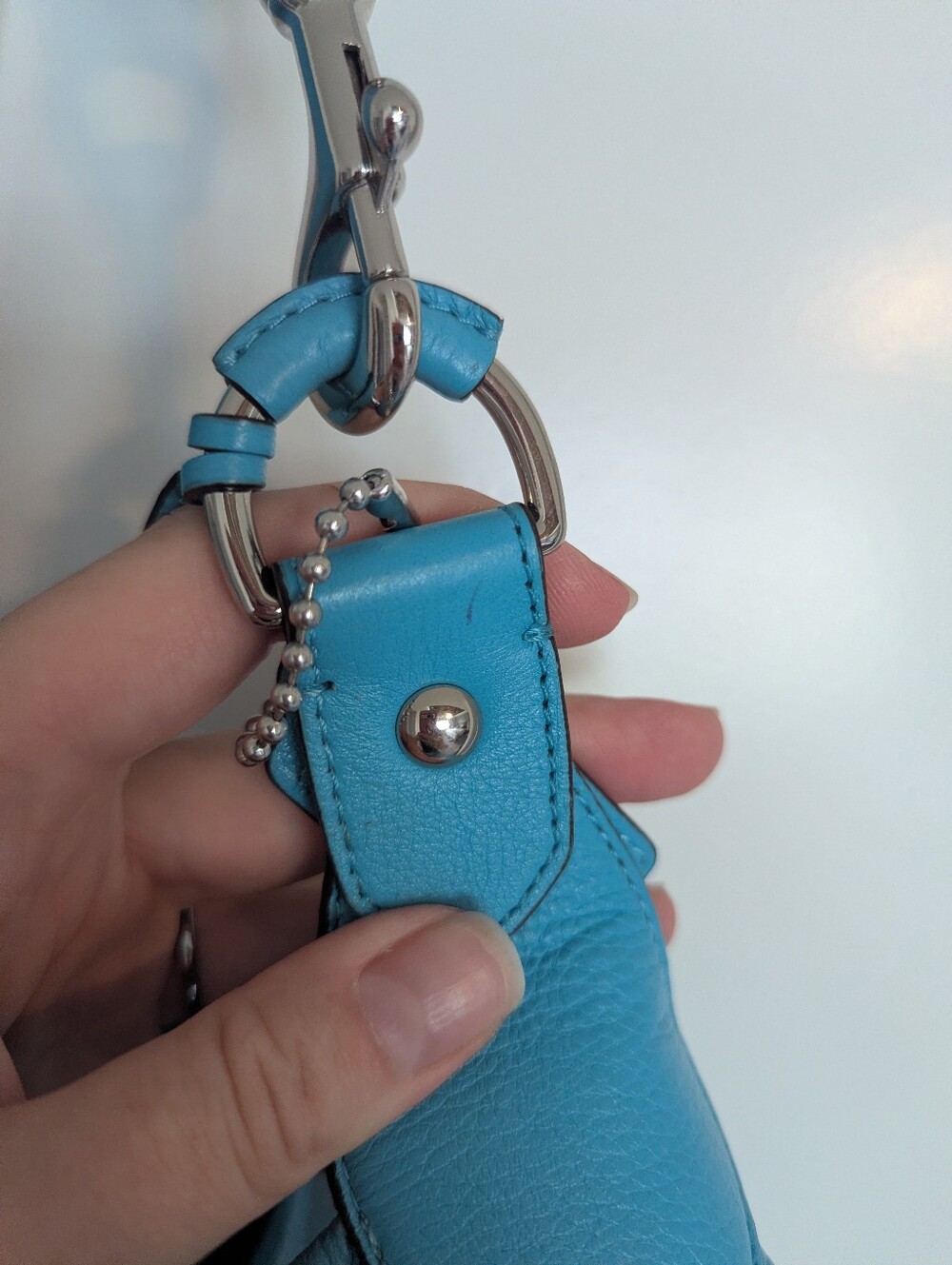 Coach Avery Pebble Leather Hobo Shoulder Bag - Turquoise Blue - Picture 10 of 10